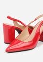 Czerwone Lakierowane Sandały na Obcasie Bez Pięty Halavea