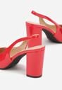 Czerwone Lakierowane Sandały na Obcasie Bez Pięty Halavea