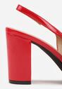 Czerwone Lakierowane Sandały na Obcasie Bez Pięty Halavea