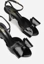 Czarne Sandały Lakierowane Ozdobione Kokardkami Varona