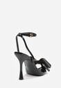 Czarne Sandały Lakierowane Ozdobione Kokardkami Varona