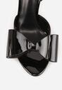 Czarne Sandały Lakierowane Ozdobione Kokardkami Varona