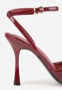 Bordowe Sandały Lakierowane Ozdobione Kokardkami Varona