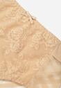 Beżowe Majtki Figi z Wysokim Stanem Zdobione Koronką i Siateczką Helieth