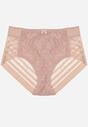 Różowe Majtki Figi z Wysokim Stanem Zdobione Koronką i Siateczką Helieth