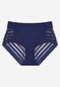 Granatowe Majtki Figi z Wysokim Stanem Zdobione Koronką i Siateczką Helieth