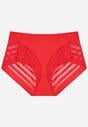 Czerwone Majtki Figi z Wysokim Stanem Zdobione Koronką i Siateczką Helieth