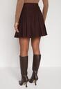 Brązowa Plisowana Spódnica z Wiskozą z Wysokim Stanem Nesadoe