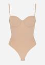 Beżowe Body Bieliźniane do Ubrań z Wyciętymi Plecami i Odkrytymi Ramionami Urilvia