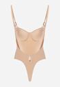 Beżowe Body Bieliźniane do Ubrań z Wyciętymi Plecami i Odkrytymi Ramionami Urilvia