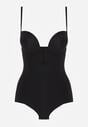 Czarne Bieliźniane Body Modelujące z Wyciętym Dekoltem Theloria