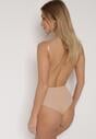 Beżowe Bieliźniane Body z Odkrytymi Plecami i Wyciętym Dekoltem Terise