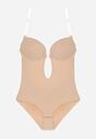 Beżowe Bieliźniane Body z Odkrytymi Plecami i Wyciętym Dekoltem Terise