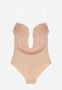 Beżowe Bieliźniane Body z Odkrytymi Plecami i Wyciętym Dekoltem Terise
