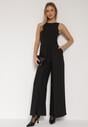 Czarny Elegancki Kombinezon z Ozdobnymi Zakładkami Zellysha
