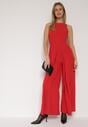 Czerwony Elegancki Kombinezon z Ozdobnymi Zakładkami Zellysha