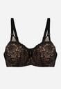 Czarno-Beżowy Biustonosz z Koronką i Transparentną Wstawką Heliphine