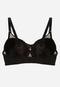 Czarno-Beżowy Biustonosz z Koronką i Transparentną Wstawką Heliphine
