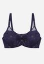 Granatowy Biustonosz z Koronką i Transparentną Wstawką Heliphine