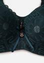 Ciemnozielony Biustonosz z Koronką i Transparentną Wstawką Heliphine