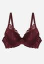 Bordowy Klasyczny Biustonosz Zdobiony Koronką Idarodia