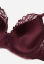 Bordowy Klasyczny Biustonosz Zdobiony Koronką Idarodia