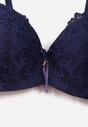 Granatowy Koronkowy Biustonosz z Kokardką Nealenia