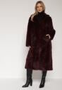 Bordowy Jednorzędowy Płaszcz Futerko o Klasycznym Kroju Yrelsha
