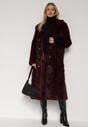 Bordowy Jednorzędowy Płaszcz Futerko o Klasycznym Kroju Yrelsha