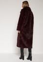 Bordowy Jednorzędowy Płaszcz Futerko o Klasycznym Kroju Yrelsha