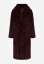 Bordowy Jednorzędowy Płaszcz Futerko o Klasycznym Kroju Yrelsha