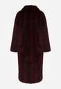 Bordowy Jednorzędowy Płaszcz Futerko o Klasycznym Kroju Yrelsha
