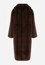 Brązowy Płaszcz Futerko o Kroju Oversize z Kieszeniami z Klapami Namys