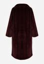 Bordowy Płaszcz Futerko o Kroju Oversize z Kieszeniami z Klapami Namys
