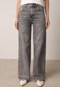 Szare Szerokie Jeansy z Wysokim Stanem Zdobione Błyszczącymi Drobinami Isabela