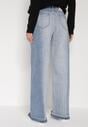 Niebieskie Dwukolorowe Jeansy o Szerokim Kroju z Wysokim Stanem Seronore