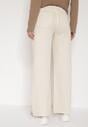 Jasnobeżowe Jeansy o Szerokim Fasonie z Wysokim Stanem i Surowymi Krawędziami Cattia