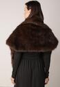 Brązowe Ponczo Etola z Futerka w Stylu Szala Cahreva