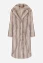 Jasnobeżowy Jednorzędowy Płaszcz Futerko o Klasycznym Kroju Yrelsha