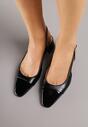 Czarne Eleganckie Sandały na Klockowym Obcasie z Lakierowanym Noskiem Brizthine