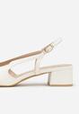 Białe Eleganckie Sandały na Klockowym Obcasie z Lakierowanym Noskiem Brizthine