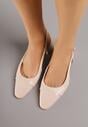 Beżowe Eleganckie Sandały na Klockowym Obcasie z Lakierowanym Noskiem Brizthine