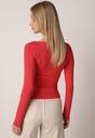 Czerwona Elastyczna Bluzka z Kwadratowym Dekoltem z Wiskozą Doriore