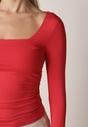 Czerwona Elastyczna Bluzka z Kwadratowym Dekoltem z Wiskozą Doriore