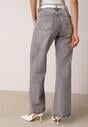 Szare Bawełniane Jeansy o Szerokim Kroju z Wysokim Stanem i Przetarciami Ryrixia