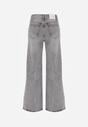 Szare Bawełniane Jeansy o Szerokim Kroju z Wysokim Stanem i Przetarciami Ryrixia