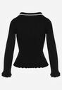 Czarny Sweter z Wiskozą w Stylu Retro z Kołnierzykiem i Guzikami Sarrise
