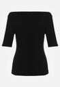 Czarny Wiskozowy T-shirt o Dopasowanym Kroju z Dekoltem w Łódkę Idahphaeia