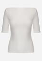 Biały Wiskozowy T-shirt o Dopasowanym Kroju z Dekoltem w Łódkę Idahphaeia
