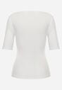 Biały Wiskozowy T-shirt o Dopasowanym Kroju z Dekoltem w Łódkę Idahphaeia